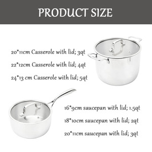 Ensemble de casseroles TIANXING, compatible lave-vaisselle et four, en acier inoxydable triple couche, fabrication allemande, de qualité supérieure, pour une cuisson luxueuse. - Product Image 3