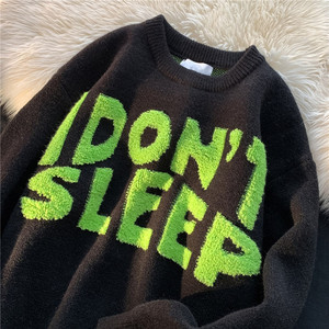 ファッションOネックルーズオールマッチレターセーター女性服2024冬の新しい韓国のプルオーバーカジュアルトップス - Product Image 2