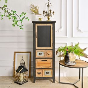 Wholesale Living Room Use Solid Wood Storage Cabinet Accent Rustic 5-<b>Drawer</b> 1-Door <b>Tall</b> Thin Design for Home Hotel - Product Image 2