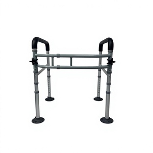 Barres de sécurité pour toilettes modernes en aluminium, réglables en hauteur et en largeur, poignées pliables, pour personnes âgées et handicapées (gris) - Product Image 6