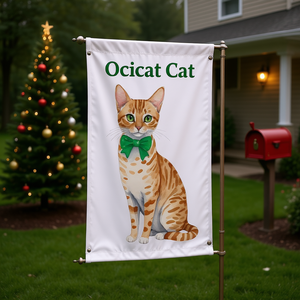 Drapeau de jardin en vinyle Ocicat pour chat, panneau décoratif pour patio et cour, impression numérique, style dessin animé - Product Image 2