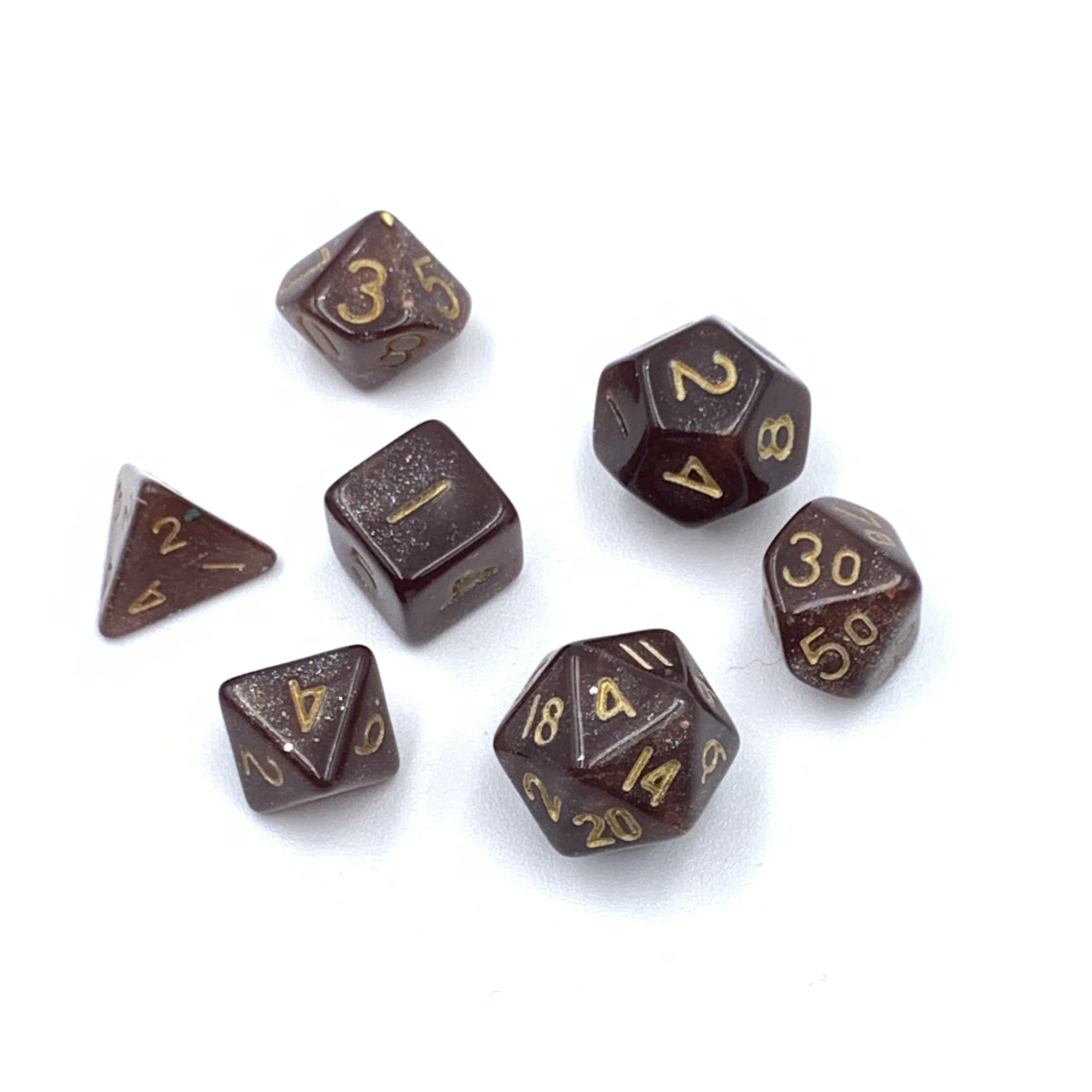 Dado polyhedron d6 para crianças, mini bandeja acrílica de dados personalizados com flash marrom dnd, rpg, plástico d & d