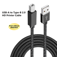 Câble d'imprimante USB 2.0 Type-C vers Type-B haute vitesse avec gaine en nylon pour scanner de codes-barres et imprimante