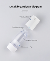 Bouteille en plastique sans air blanc argent de haute qualité avec couvercle de pompe sérum cosmétique emballage de luxe bouteille personnalisée