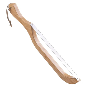Cuchillo cortador de pan de metal con mango de madera de 15.3 pulgadas para pan casero y masa madre, venta al por mayor - Product Image 1