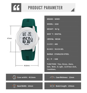 <span class=keywords><strong>Montre</strong></span> numérique sportive LED SKMEI 2218 avec fonction lumineuse, bracelet en silicone en <span class=keywords><strong>gros</strong></span>, <span class=keywords><strong>montre</strong></span>-bracelet pour femmes, alarme, Relojes Hombr - Product Image 5