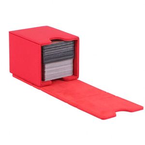 Estuche de Piel Sintética Roja para Cartas de Juego, Esquinas Cuadradas, Caja de Regalo Portátil para Cartas Coleccionables - Product Image 4