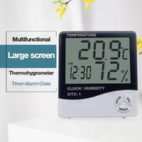 Thermomètre à horloge numérique LCD sans fil pour intérieur/extérieur Hygromètre Testeur de température et d'humidité en plastique avec affichage pour usage domestique