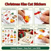 Autocollants personnalisés de Noël découpés à la forme, faciles à décoller, en vinyle, pour décorations de fêtes et étiquettes d'emballage cadeau