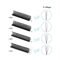 Extensions de cils véganes brésiliennes faites à la main en forme de U-YY à double pointe, en matériau PBT coréen