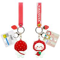 En gros Porte-clés Chat Fruité, Poupée en Peluche Mignonne, Breloque de Sac, Ensemble de Pendentifs Couple Animaux de Dessin Animé, Cadeau Kawaii pour Sac à Dos