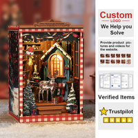 Offres Spéciales Série de Noël Kit Maison Miniature 3D en Bois à Monter Soi-Même Faite à la Main pour Décoration de Librairie