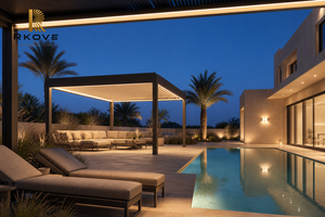 Pergola moderne en aluminium RKOVE, rectangulaire, noire, avec revêtement en poudre, pour couvrir la piscine extérieure - Product Image 4