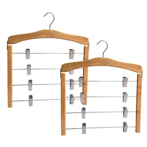 LM4805C Space Saving Wooden <strong>Multi</strong> Pants Tier <strong>Hangers</strong> 4 Layers Metal and Wood Clip Pants <strong>Hanger</strong> - Product Image 4