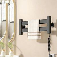 Sèche-serviettes électrique mural en fibre de carbone et aluminium spatial, avec 2 barres, design moderne, pour salle de bain