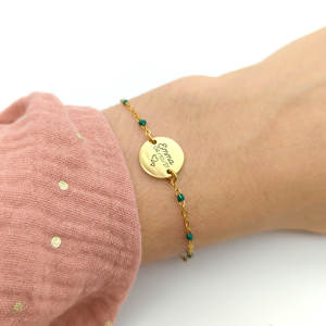 Bracelets personnalisés avec médaillon gravé et chaînes <span class=keywords><strong>de</strong></span> perles Bracelets <span class=keywords><strong>de</strong></span> bijoux pour <span class=keywords><strong>maman</strong></span> Cadeaux <span class=keywords><strong>de</strong></span> <span class=keywords><strong>naissance</strong></span> Cadeaux <span class=keywords><strong>de</strong></span> Saint-Valentin - Product Image 2