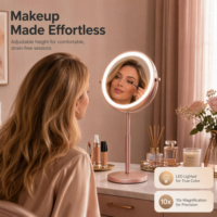 Miroir de maquillage LED à hauteur réglable avec commande tactile, grossissement 3X, miroir de beauté intelligent avec luminosité réglable OEM ODM