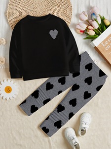 Completo Trendy da Ragazza: Felpa Casual Traspirante in Poliestere/Cotone e <span class=keywords><strong>Leggings</strong></span> con Stampa Love - Product Image 3