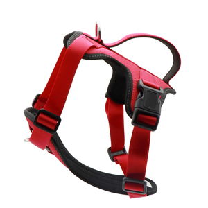 Adjustable Padded Nylon Dog <b>Harness</b> Red <b>Black</b> Buckle Closure Simple Style for Medium Dogs - Product Image 3