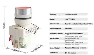 LAY37-11BN 22mm 1NO1NC Momentary Plastic Push Button <b>Switch</b> 4 screws 10A 600V Power Self reset button <b>switch</b> - Product Image 2