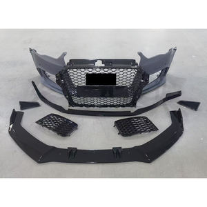 Kit carrosserie pare-chocs avant avec calandre en nid d'abeille avec lèvre avant pour <span class=keywords><strong>Audi</strong></span> A3 <span class=keywords><strong>S3</strong></span> Upgrade to RS3 with <span class=keywords><strong>Quattro</strong></span> 2014-2016 - Product Image 4