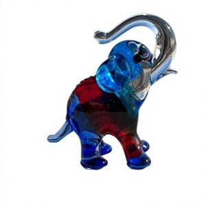 Handmade Murano Glass Tiny Glass World Blue <b>Elephant</b> Art Contemporary Glass Crystal Irregular Shape Tabletop Vase Office <b>Decor</b> - Product Image 1