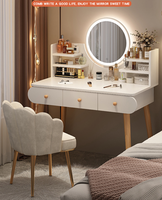 STG Table de maquillage minimaliste moderne de 80 cm de style européen et américain avec miroir sur pied pour chambre à coucher, coiffeuse durable