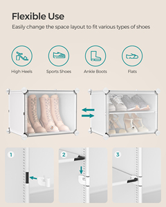 Songmics 12-Khe Cắm Modular Lưu Trữ Organizer Đơn Vị Với Cửa Ra Vào Nhựa Giày Lưu Trữ Tủ Trắng Lồng Vào Nhau Giày Giá - Product Image 6