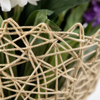 Fleur artificielle en latex de haute qualité, faite à la main, moderne, à longue tige, en forme de boule, blanche et rose, pour décoration de mariage, de fête et centre de table.