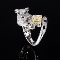 Diamants à haute teneur en carbone pour femmes Full Bling Diamond Zircon Ring Leopard Design Bijoux de mode pour les mariages et les fêtes