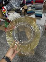 Düğünler İçin Plastik Şarj Tabağı Altın Kaplama 33cm Modern