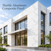 Panneau composite en aluminium revêtu de PVDF, aspect marbre ivoire, 4 mm, taille personnalisée pour la décoration de façade d'entrée