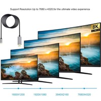 Cable USB C a DisplayPort 8K, Adaptador Tipo C a DP 1.4, Cable Thunderbolt 3 4 USB4 DP para MacBook Pro, Laptop, Teléfono Móvil, Tableta