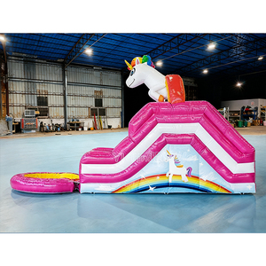 Toboggan aquatique gonflable licorne rose avec piscine, toboggan gonflable commercial en PVC arc-en-ciel pour enfants, idéal pour les fêtes d'été en extérieur et la <span class=keywords><strong>location</strong></span> - Product Image 3
