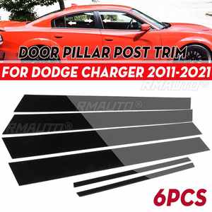 6 pièces pour Dodge Charger 2011-2021, autocollants de décoration pour montants de fenêtre et panneaux de porte, film noir brillant - Product Image 1