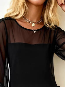 แฟชั่นฤดูใบไม้ผลิและฤดูร้อนปี 2026 สไตล์ยุโรปและอเมริกา ชุดเดรสผู้หญิงเซ็กซี่ผ้าตาข่ายปักเลื่อมทรงเข้ารูป - Product Image 3