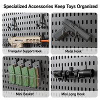 Rak Dinding Pegboard Modular Tanpa Bor, Panel Multi-Lubang untuk Senapan Busa Anak & Peralatan Menembak Taktis