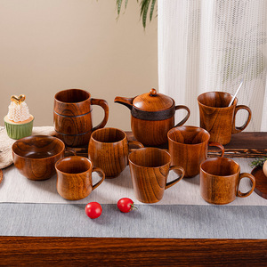 Tasse à thé en <span class=keywords><strong>bois</strong></span> rustique japonaise faite à la main, design classique, tasse à café pour café, eau, thé, <span class=keywords><strong>bois</strong></span> massif, tasse à vin, tasse à bière - Product Image 5