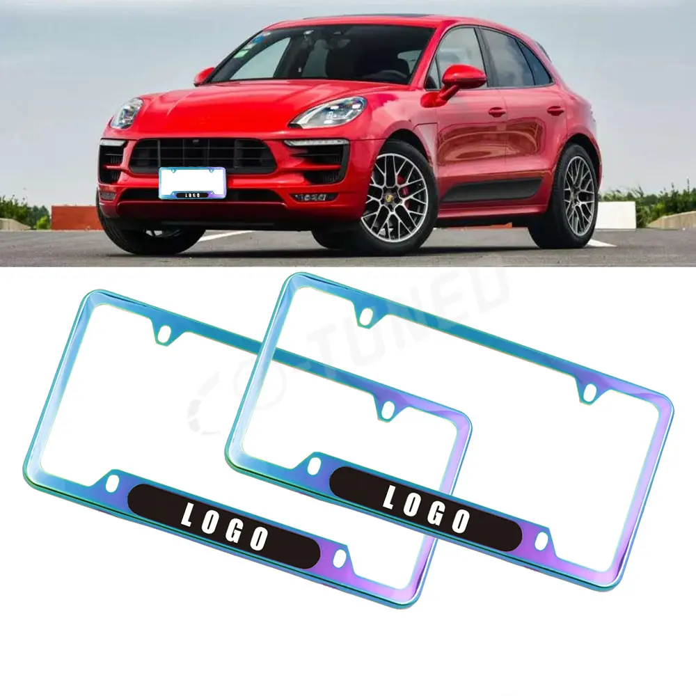 Car Racing Sport Styling High Quality License Plate Frame With Logo Stainless Steel License Holder Black Emblem Auto Parts