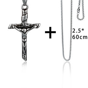 Pendentif Croix en Acier Titane Jésus-<span class=keywords><strong>Christ</strong></span>, Lettrage Huilé Biblique, Collier Gothique en Acier Inoxydable pour Homme, Vente en Gros - Product Image 4