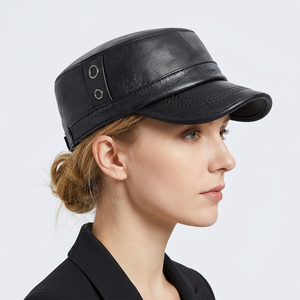 Casquette de style capitaine en cuir noir de haute qualité, élégante, réglable, chapeau d'extérieur, accessoire de mode classique vintage - Product Image 6