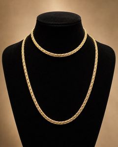 Conjunto de Joyería Clásico de Moda, Cadena Cubana y Collar Chapados en Oro de 14k para Hombre, Joyería para Boda, Compromiso y Fiesta - Product Image 3