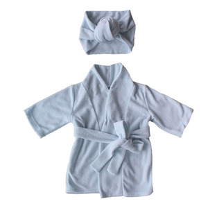 Customizable White Super Soft <strong>Newborn</strong> Knotted Kids Children <strong>Dressing</strong> <strong>Gown</strong> - Product Image 2