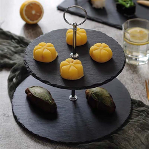 Großhandel 2 Tier Schiefer Kuchenst änder Platten Ware Dessert Serviert eller Halter für Party Coffee Shop Hochzeit - Product Image 2
