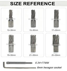 8台环形刀具套装1 “切割深度1/2” 至7/8英寸M2磁力钻床钻头，带1个导向销和1个六角扳手 - Product Image 4
