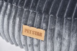 Cojín redondo de lujo para perros, elegante y acogedor estilo hogareño, cojín de Cama grande para perros a rayas con fondo antideslizante - Product Image 3