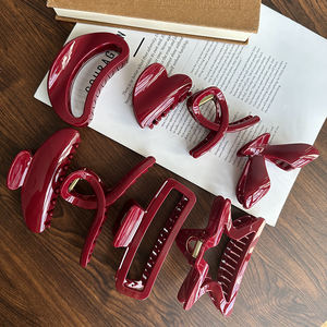 2024 yeni moda toptan ucuz kadınlar için anwomen kırmızı büyük asetat saç pençe seti - Product Image 1