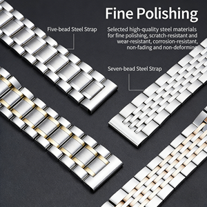 Bracelet de montre en acier inoxydable de luxe de haute qualité avec fermoir papillon, 5, 7, 12, 13, <span class=keywords><strong>14</strong></span>, 15, 16, 17, 18, 19, 20, 21, 22, 23, 24 mm, vente en gros - Product Image 2