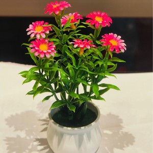 European-style Artificial Daisy <b>Potted</b> Plant, 7 <b>Small</b> Sunflower Buds, Eco-friendly Home Decor, Perfect for Photography Props . - Product Image 4