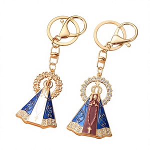 Llavero Portamonedas <span class=keywords><strong>de</strong></span> Aleación <span class=keywords><strong>de</strong></span> Zinc con Milagros Católicos, Virgen María, Concepción, Nossa Senhora Da Aparecida, Pedrería, Dorado, Luminoso - Product Image 1